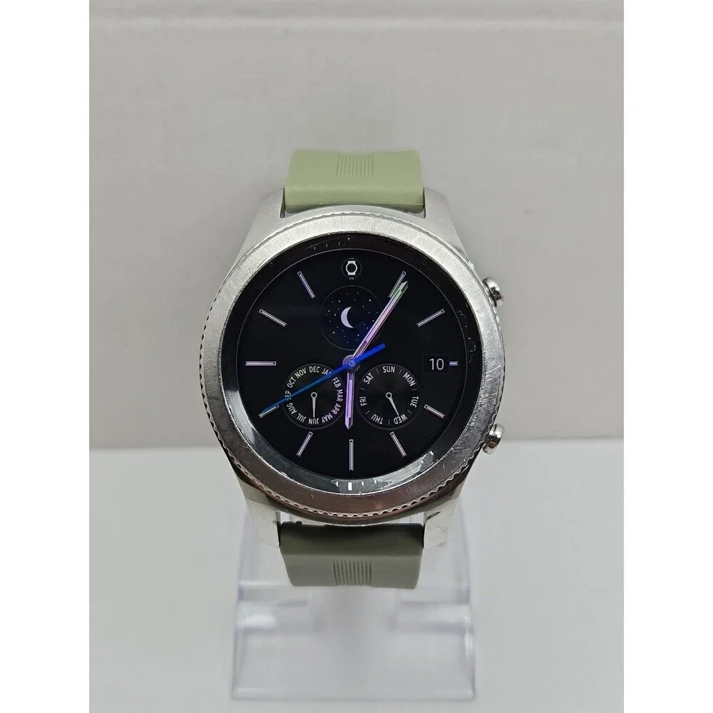 Samsung Gear S3 Classic ATT LTE GPS 46mm Silver Smartwatch Green Band - Read